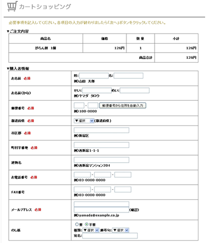 お客様情報の入力